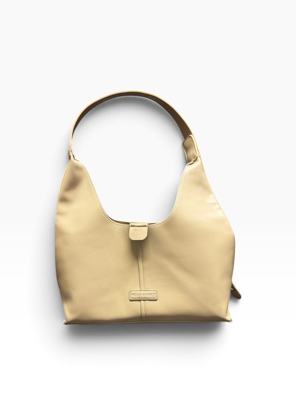 Melie Bianco Carmen beige vegan leather hobo minimalist office bag